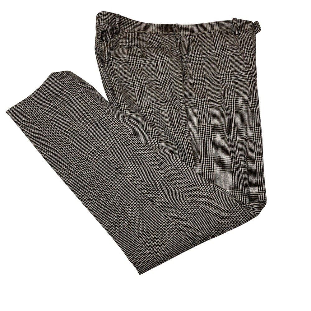 Crittenden Sport Pants Trousers Black Wool Glen Plaid Houndstooth 34